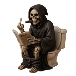 New Middle Finger Toilet Death God Statue Resin Craft Ornament Halloween Decoration Gift Small Gift