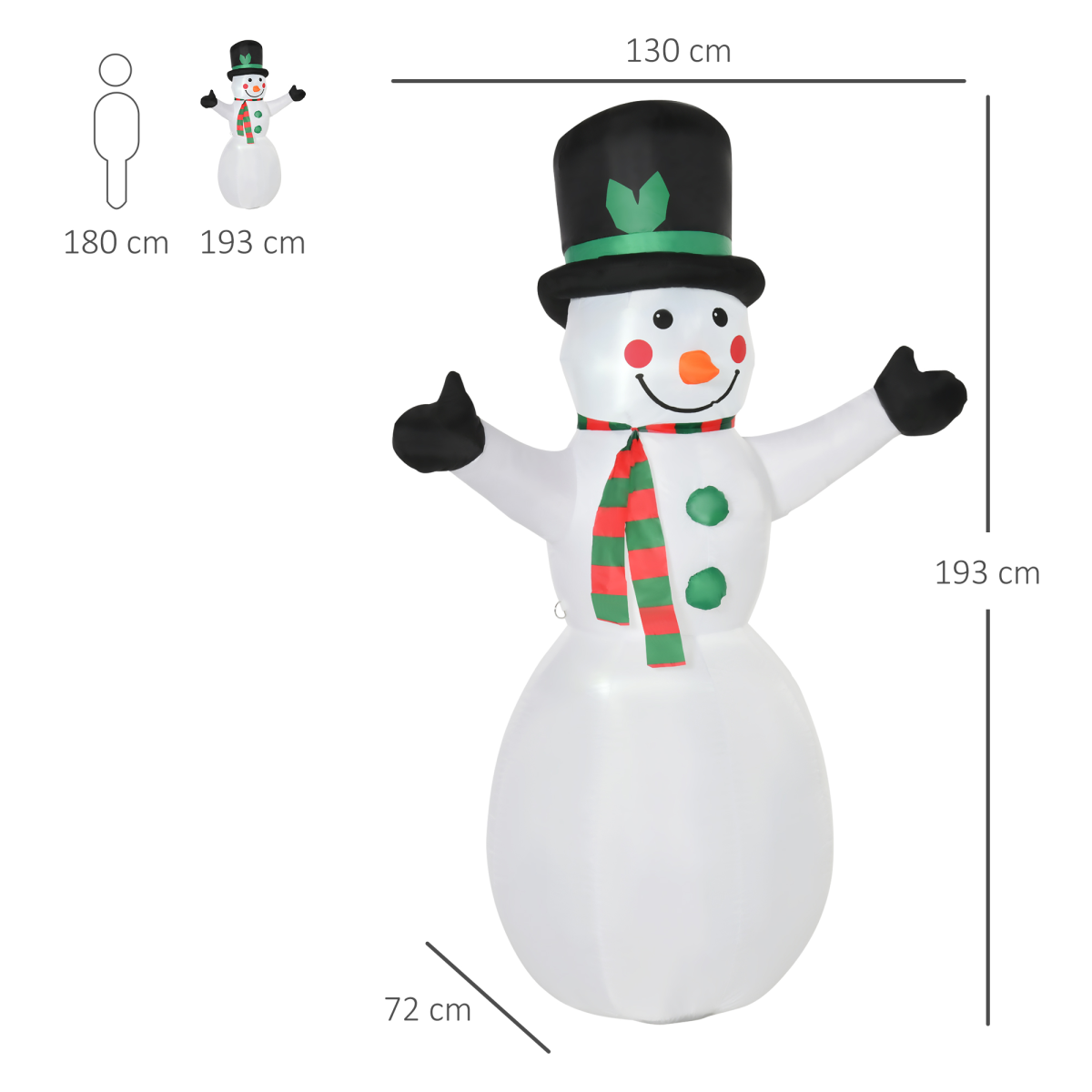 6.5ft Inflatable Snowman LED Christmas Xmas Air Blown Outdoor Garden Decor - Image 3