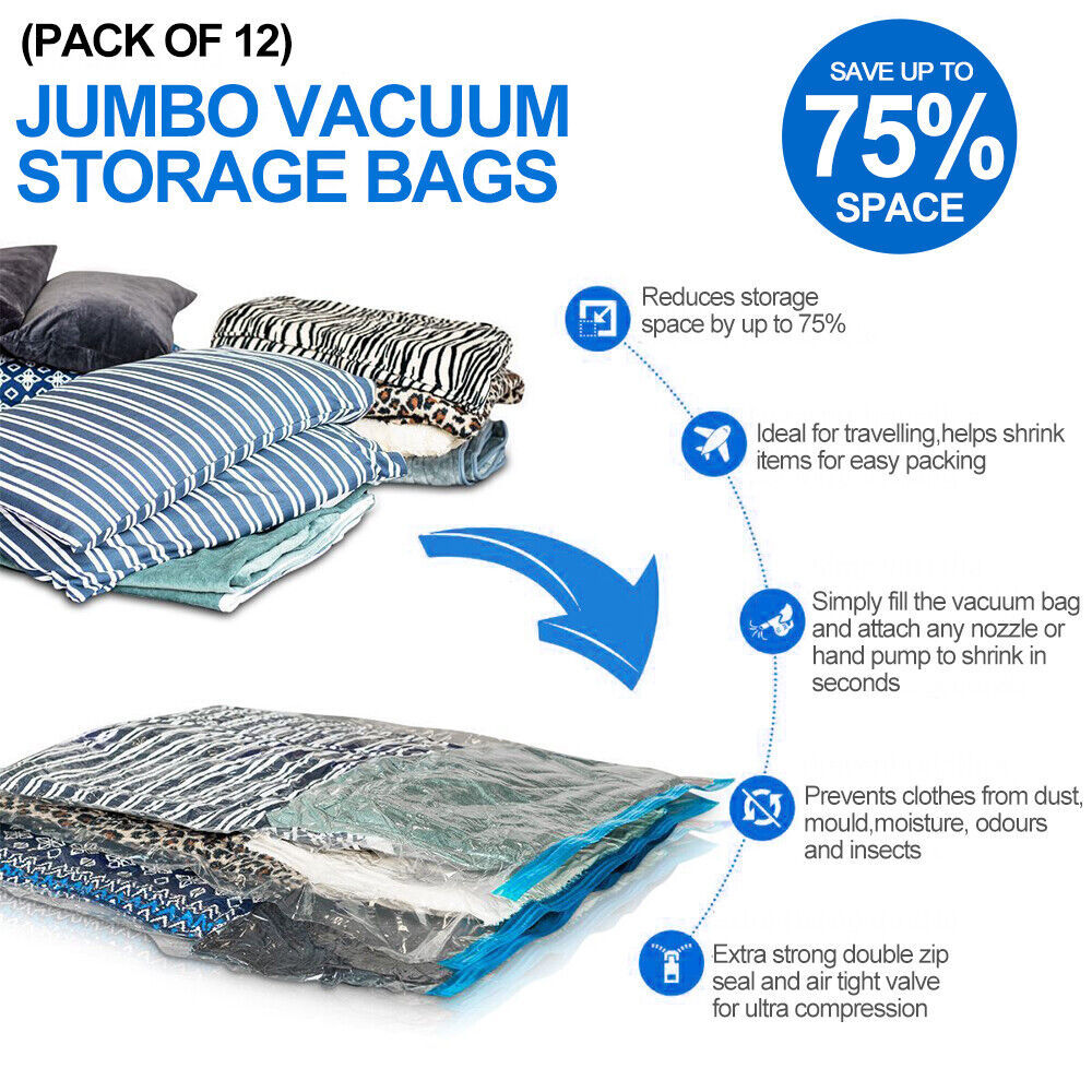 12 Vacuum Storage Bags with Hand Pump – Space Saving Set - Image 9