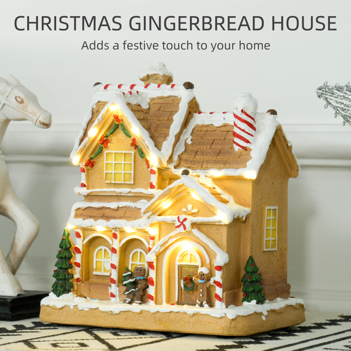 HOMCOM Light-Up Musical Christmas Gingerbread House ππ¬ - Image 4