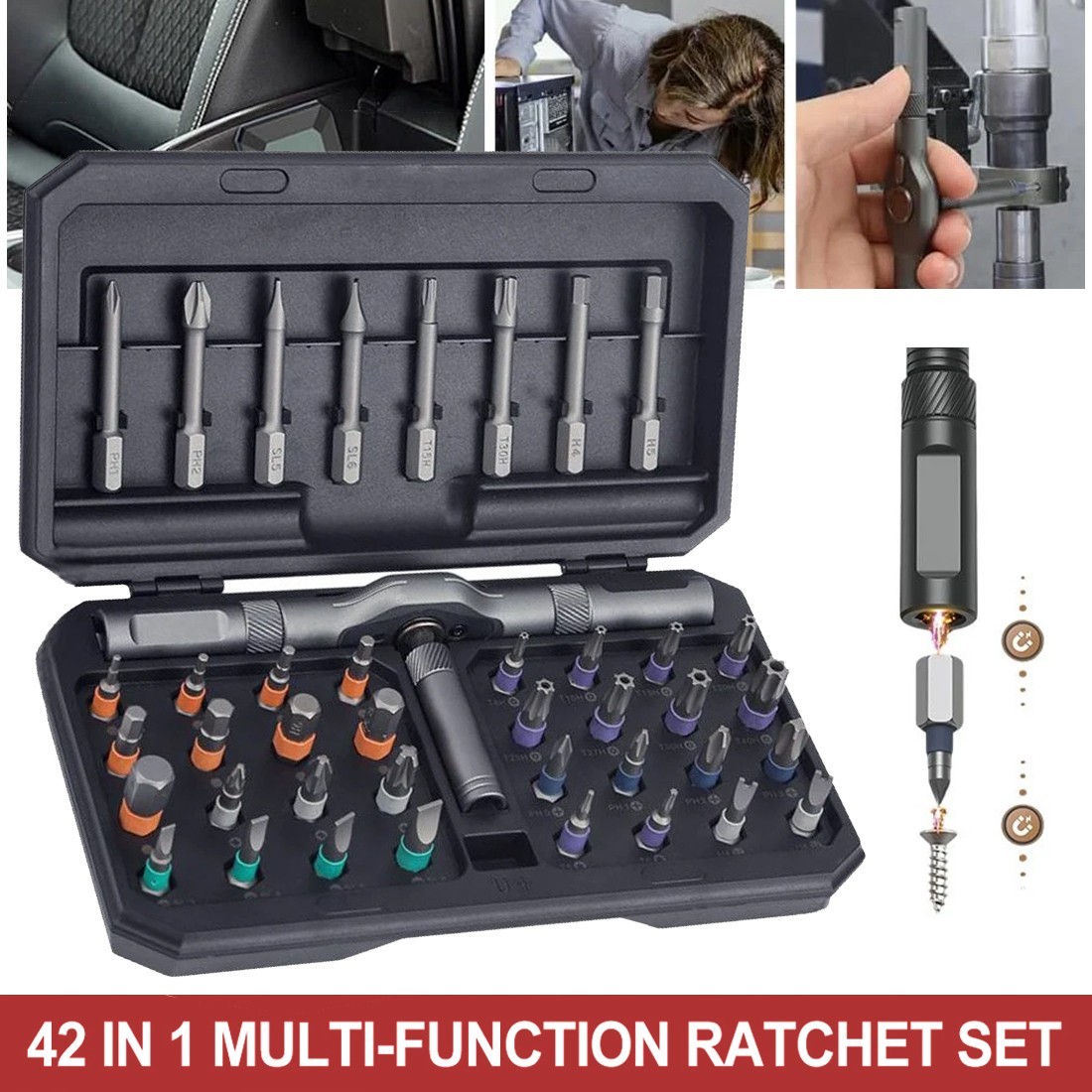 42-in-1 Magnetic Ratchet Screwdriver Set – DIY Tool Kit
