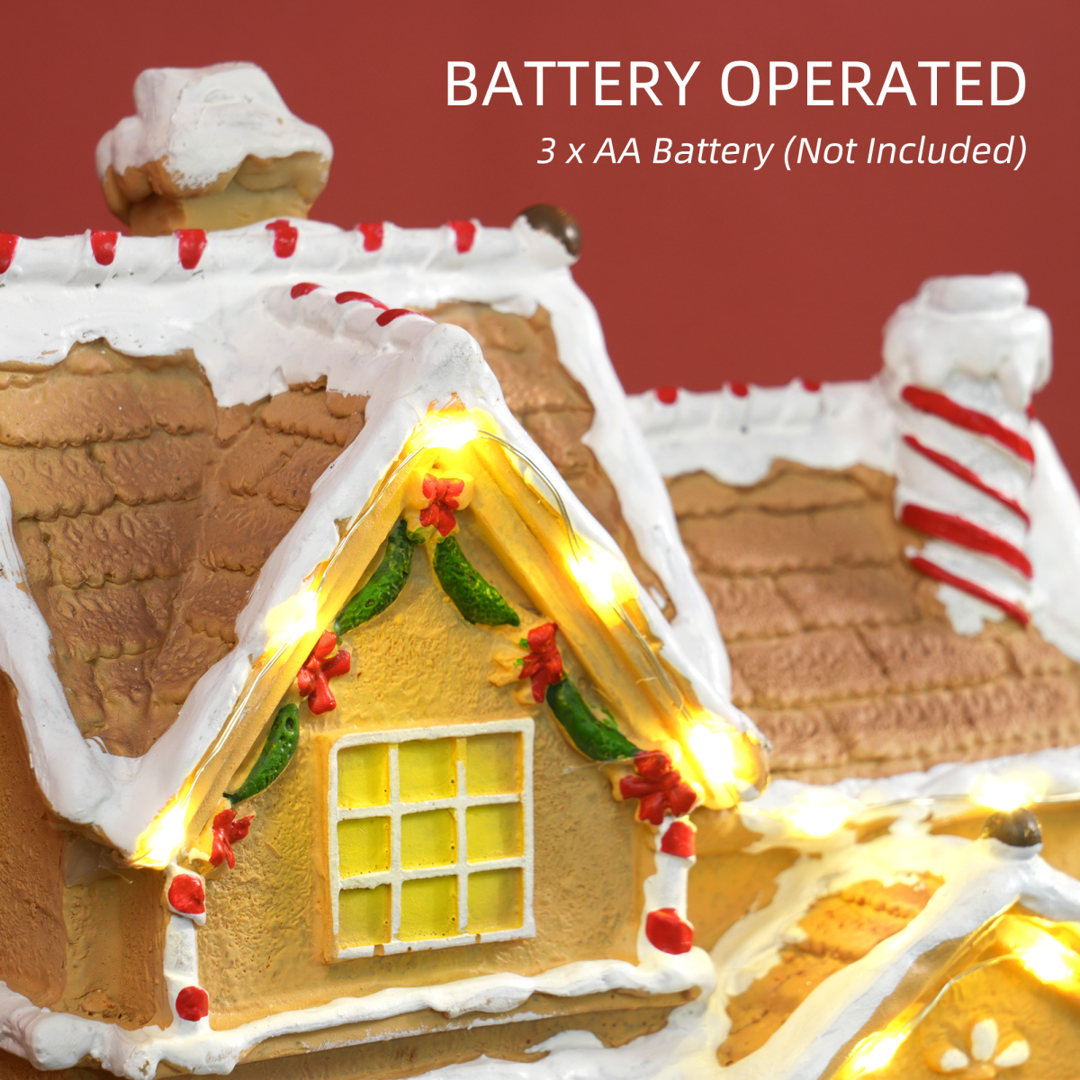 HOMCOM Light-Up Musical Christmas Gingerbread House ππ¬ - Image 6