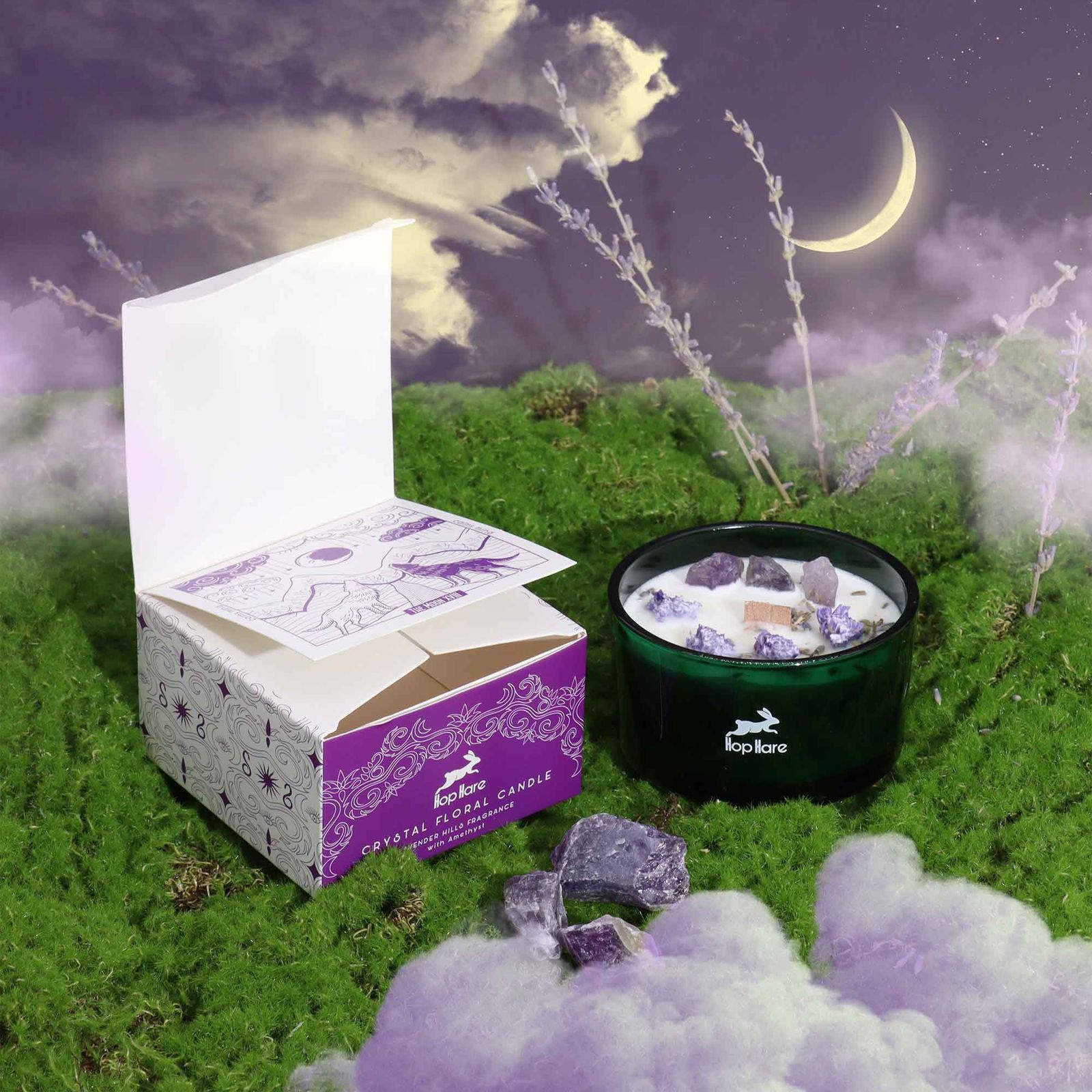 Hop Hare Crystal Magic Flower Candle - The Moon - Image 3