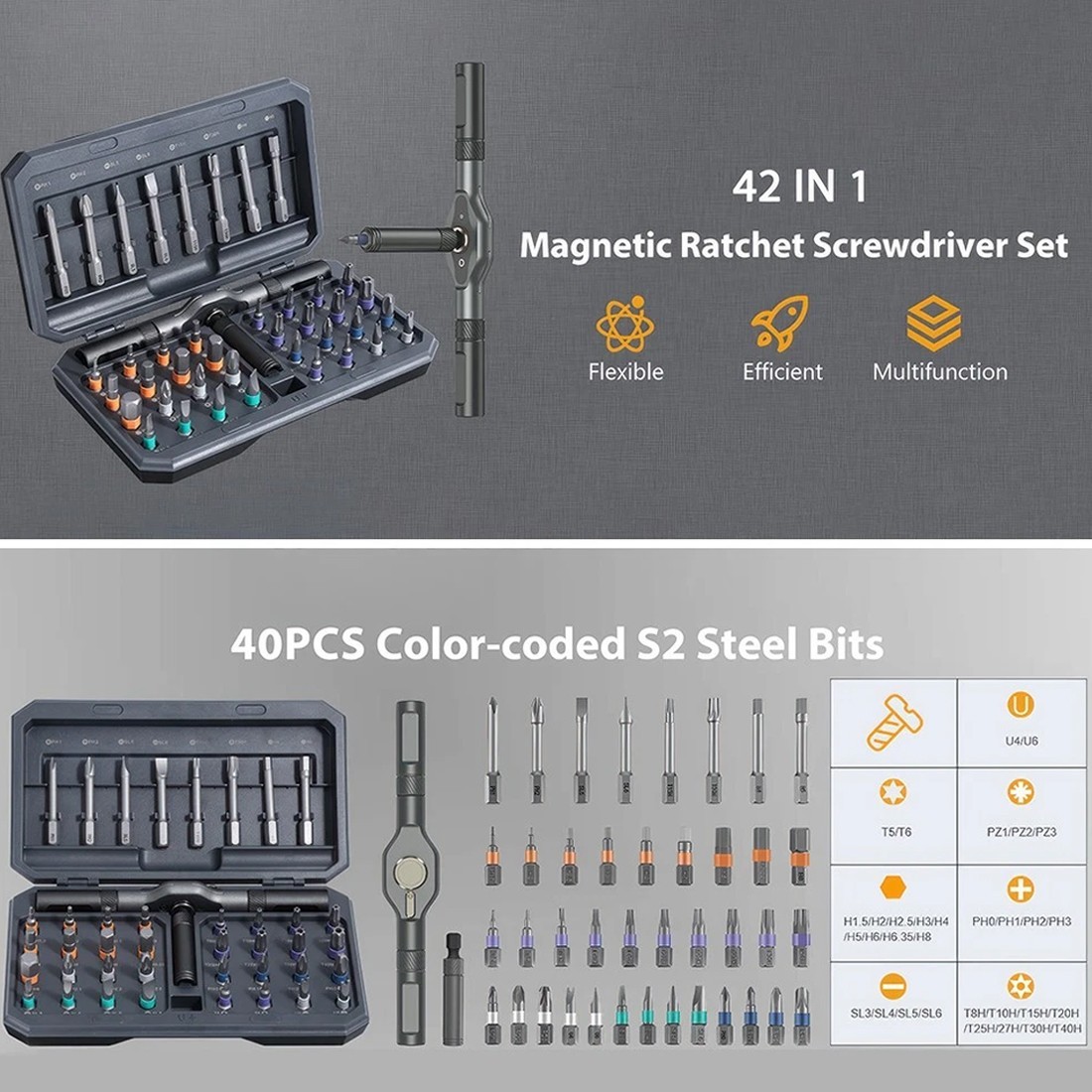 42-in-1 Magnetic Ratchet Screwdriver Set – DIY Tool Kit - Image 10