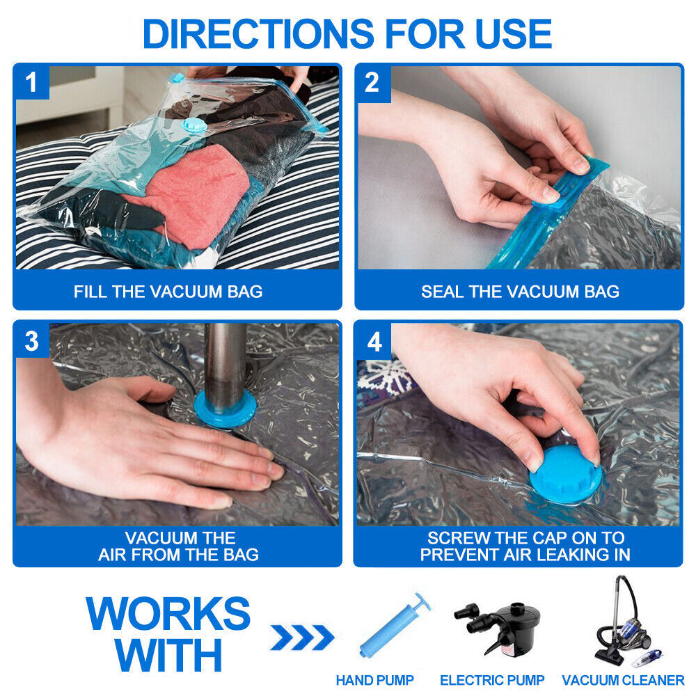 12 Vacuum Storage Bags with Hand Pump – Space Saving Set - Image 3